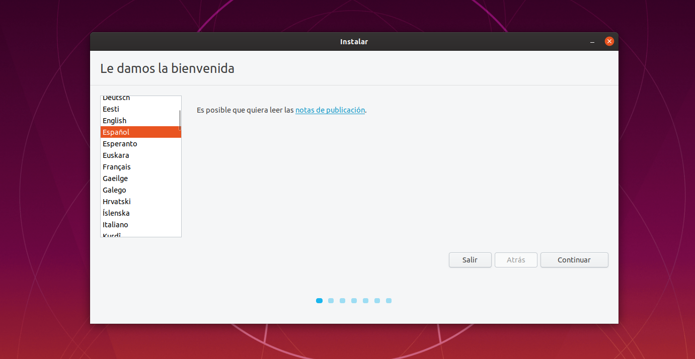 Idioma - Instalación de Ubuntu
