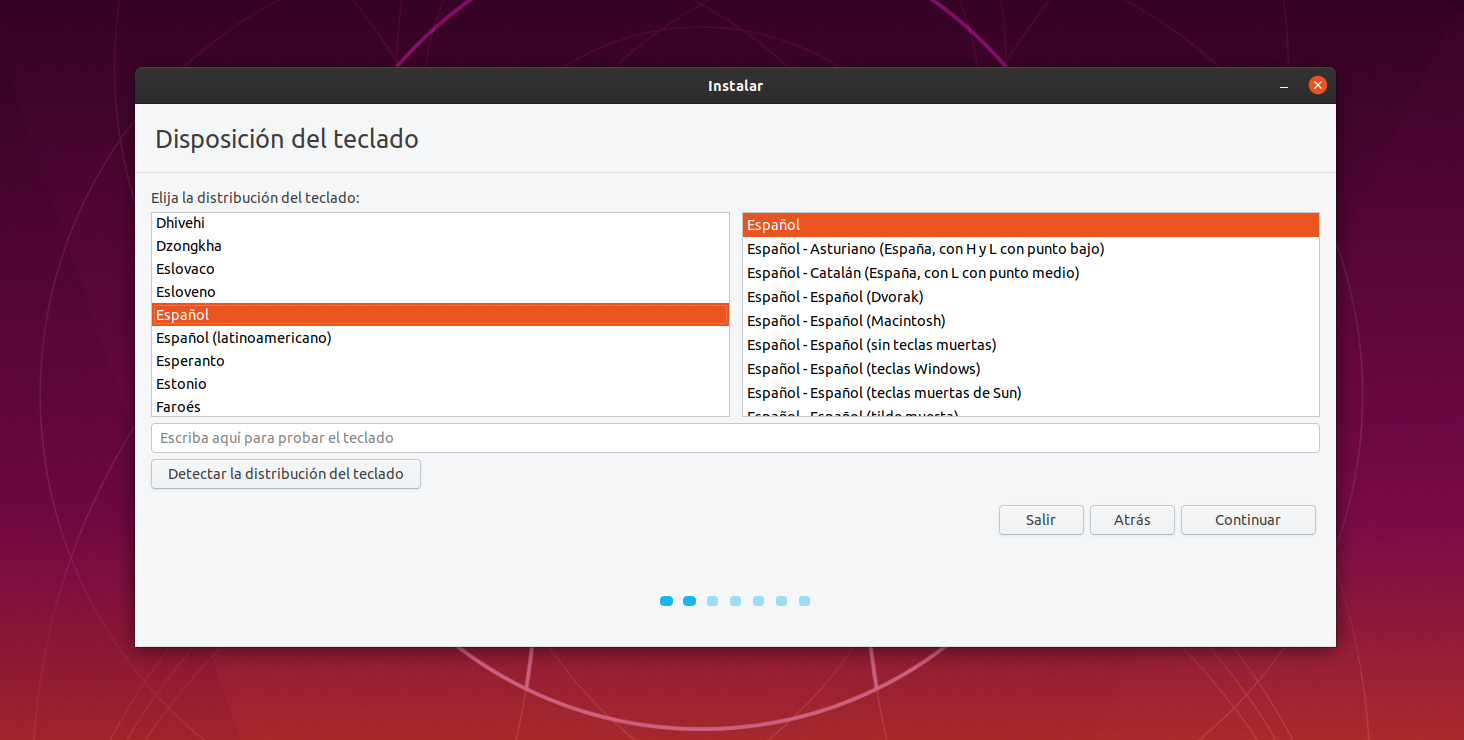 Teclado - Instalación de Ubuntu